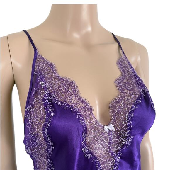 Victoria’s Secret Purple Satin Lace Chemise Slip Lingerie Nightgown Y2K Style S - Picture 4 of 9